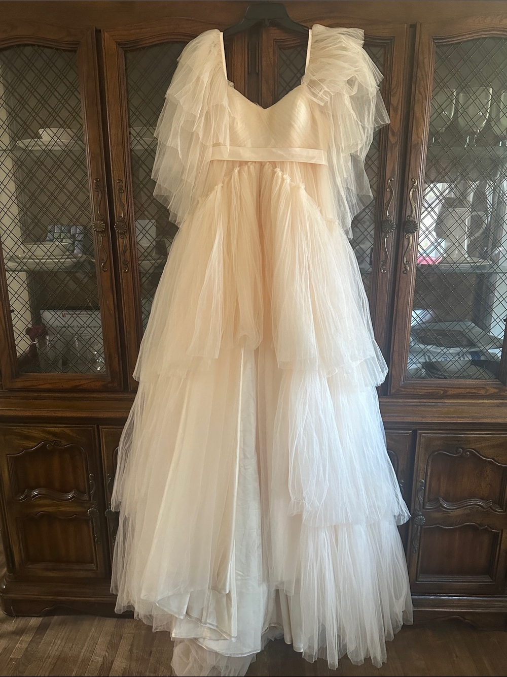 Ivory/Blush Tulle Maternity Photo Shoot Gown size 6